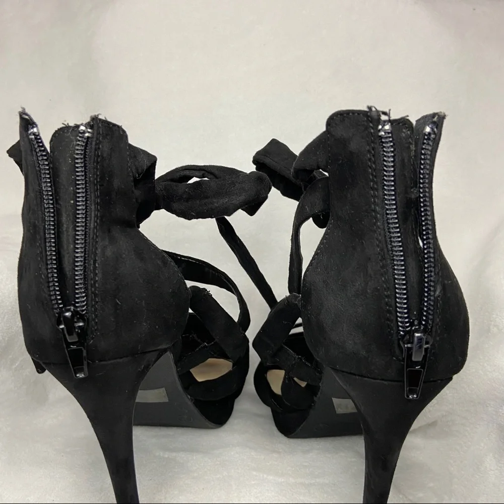 Lounge Suede Crisscross Leg Wrap Stiletto Heel - Picture 7 of 13